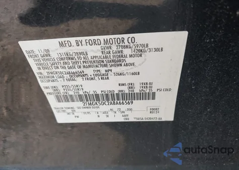 2010 Ford Flex Limited z USA, uszkodzony, nr VIN 2FMGK5DC2ABA66569